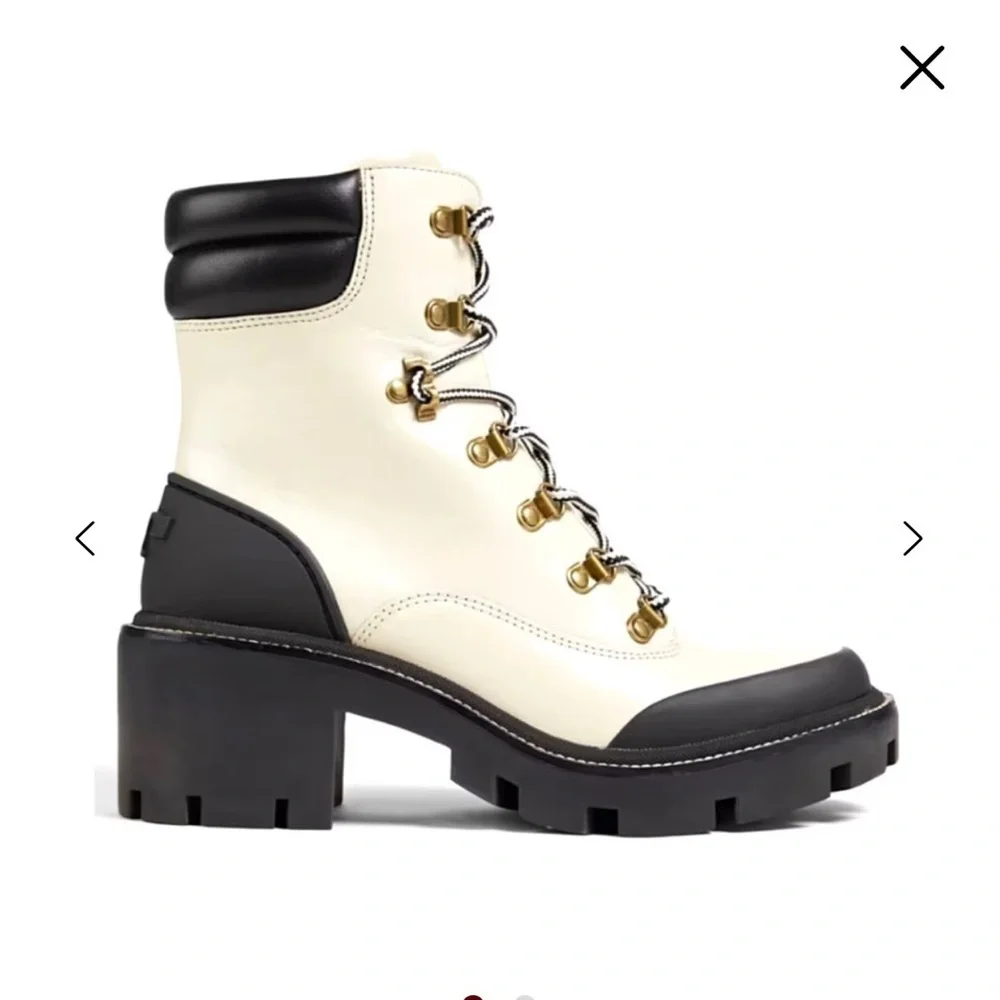 Tory Burch Ankle Boot Lug Sole Hiker NEW Waxy Cow Leather w Box US 8
